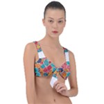 floral and leaves pattern Front Tie Bikini Top