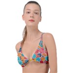 floral and leaves pattern Knot Up Bikini Top