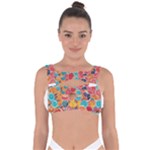 floral and leaves pattern Bandaged Up Bikini Top