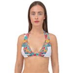 floral and leaves pattern Double Strap Halter Bikini Top