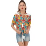 floral and leaves pattern Tie Front Shirt 