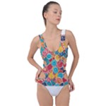 floral and leaves pattern Side Cut Out Swimsuit