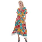 floral and leaves pattern Cross Front Sharkbite Hem Maxi Dress