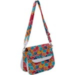 floral and leaves pattern Saddle Handbag