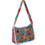 floral and leaves pattern Zip Up Shoulder Bag