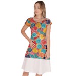 floral and leaves pattern Classic Short Sleeve Dress