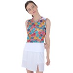 floral and leaves pattern Women s Sleeveless Sports Top