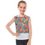 floral and leaves pattern Kids  Mesh Tank Top