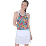 floral and leaves pattern Racer Back Mesh Tank Top