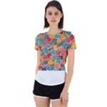 floral and leaves pattern Back Cut Out Sport T-Shirt