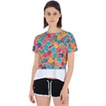 floral and leaves pattern Open Back Sport T-Shirt