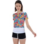 floral and leaves pattern Back Circle Cutout Sports T-Shirt