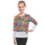 floral and leaves pattern Kids  Long Mesh T-Shirt