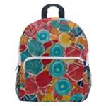 floral and leaves pattern Kids  Age 5-10 Lightweight School Backpack with Side Pockets