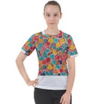 floral and leaves pattern Women s Sport Raglan T-Shirt