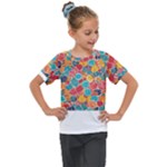 floral and leaves pattern Kids  Mesh Piece T-Shirt