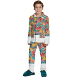 floral and leaves pattern Kids  Long Sleeve Velvet Pajamas Set