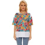 floral and leaves pattern Oversized Basic T-Shirt