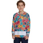 floral and leaves pattern Kids  Crewneck Sweatshirt