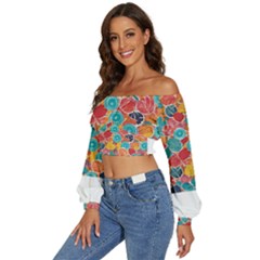 Long Sleeve Crinkled Weave Crop Top 