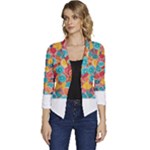 floral and leaves pattern Women s Casual 3/4 Sleeve Spring Jacket