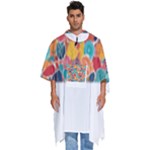 floral and leaves pattern Men s Hooded Rain Ponchos