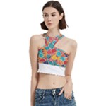 floral and leaves pattern Cut Out Top