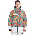 floral and leaves pattern Men s Multi Pockets Zip Ski and Snowboard Waterproof Breathable Jacket