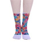 floral and leaves pattern Smooth Crew Length Tube Socks