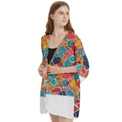 Open Front 3/4 Sleeve Batwing Chiffon Cardigan Kimono 