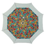 floral and leaves pattern Automatic Folding Umbrella with Case (Medium)