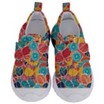 floral and leaves pattern Kids  Velcro No Lace Shoes