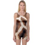 Giraffe Skin Texture One Piece Boyleg Swimsuit