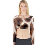 Giraffe Skin Texture Long Sleeve Crop Top