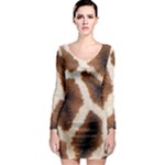 Giraffe Skin Texture Long Sleeve Bodycon Dress