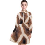 Giraffe Skin Texture Long Sleeve Chiffon Shirt Dress