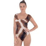 Giraffe Skin Texture Short Sleeve Leotard 