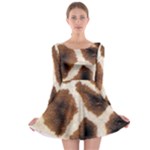 Giraffe Skin Texture Long Sleeve Skater Dress