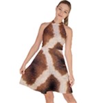 Giraffe Skin Texture Sleeveless Halter Neck A-Line Dress