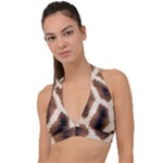 Giraffe Skin Texture Halter Plunge Bikini Top