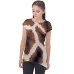 Giraffe Skin Texture Cap Sleeve High Low Top