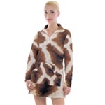 Giraffe Skin Texture Women s Long Sleeve Casual Dress