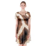 Giraffe Skin Texture Short Sleeve V-neck Flare Dress