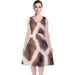 Giraffe Skin Texture V-Neck Midi Sleeveless Dress 