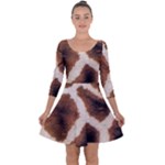 Giraffe Skin Texture Quarter Sleeve Skater Dress