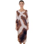 Giraffe Skin Texture Quarter Sleeve Midi Bodycon Dress