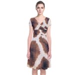 Giraffe Skin Texture Short Sleeve Front Wrap Dress