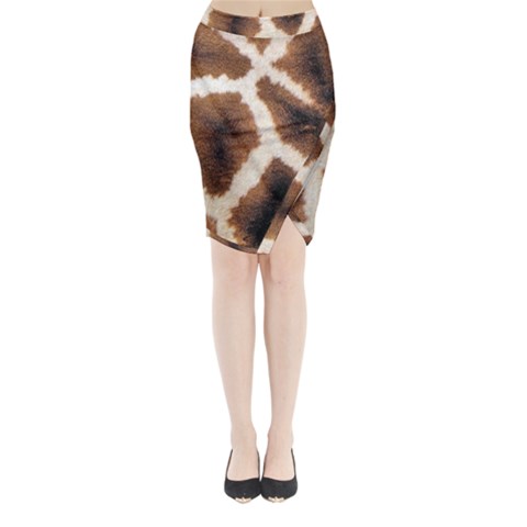 Giraffe Skin Texture Midi Wrap Pencil Skirt from ArtsNow.com