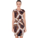 Giraffe Skin Texture Capsleeve Drawstring Dress 