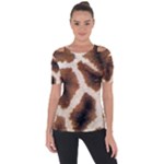 Giraffe Skin Texture Shoulder Cut Out Short Sleeve Top